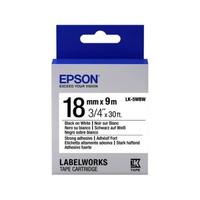 Epson LabelWorks LK-5WBW C53S655012 18mm x 9m, text negru / fundal alb, adeziv puternic, banda original