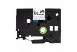 Banda compatibila Brother TZ-S125 / TZe-S125, 9mm x 8m, extr.adh. text alb / fundal transpare