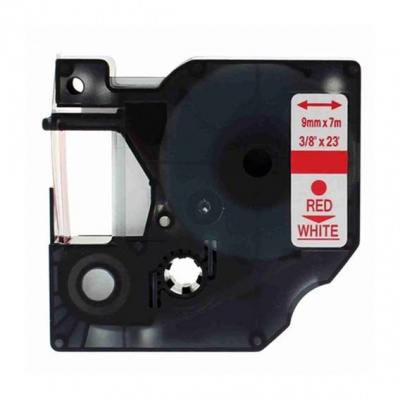 Banda compatibila Dymo 40915, S0720700, 9mm x 7m text rosu / fundal alb