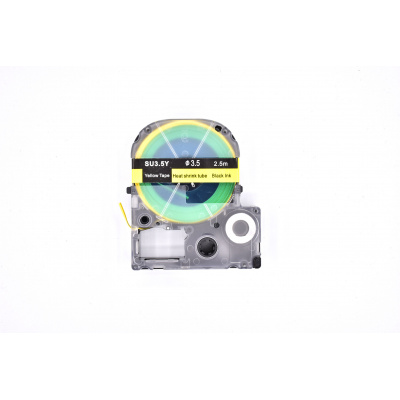 Epson LK-4YBA3 / SU35Y, 3mm x 2,5m, imprimare neagră / fundal galben, bandă termocontractabilă compatibilă