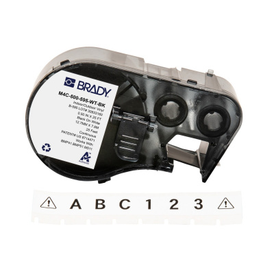 Brady M4C-500-595-WT-BK / 170818, 12.70 mm x 7.62 m, Vinil, text negru / fundal alb