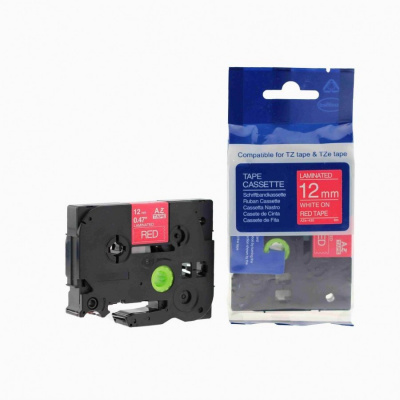 Banda compatibila Brother TZ-435 / TZe-435, 12mm x 8m, text alb / fundal rosu