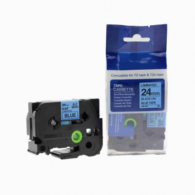 Banda compatibila Brother TZ-551 / TZe-551, 24mm x 8m, text negru / fundal albastru