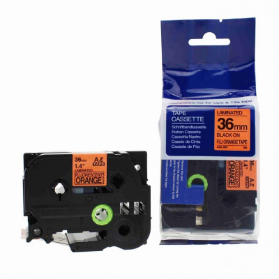 Banda compatibila Brother TZ-B61 / TZe-B61, semnal 36mm x 8m, text negru / fundal portocaliu