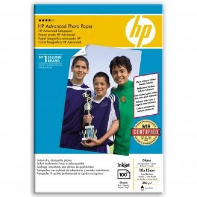 HP Advanced Glossy Photo Paper Q8692A, 250 g/m2, 10x15cm, 100buc., lucios, alb, hârtie fotografică