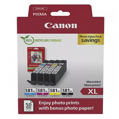 Canon CLI-581XL 2052C006 color (CMYK) multipack de cartuse originale + hartie foto