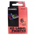 Casio XR-6RD1, 6mm x 8m, text negru / fundal rosu, banda originala