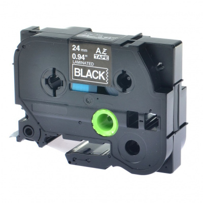 Banda compatibila Brother TZ-S355 / TZe-S355 24mm x 8m extr.adh., text alb / fundal negru