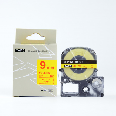 Epson LK-3YRN, SC9YR, 9mm x 9m, text rosu / fundal galben, banda compatibila