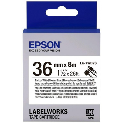 Epson LabelWorks LK-7WBVS C53S657014 36mm x 8m, text negru / fundal alb, auto-laminare, banda original