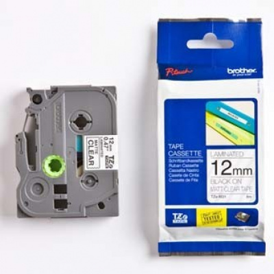 Brother TZ-M31, 12mm x 8m, text mat negru / fundal transparent, banda original