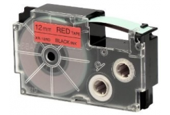 Casio XR-12RD1, 12mm x 8m, text negru / fundal rosu, banda originala