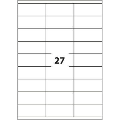 Etichete autoadezive 63,5 x 29,6 mm, 27 de etichete, A4, 100 coli