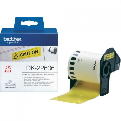 Brother DK-22606, 62mm x 15,24m, galben, acoperit cu folie, rolă continuă originală
