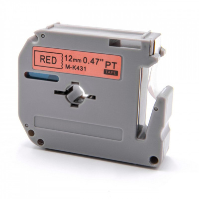Brother MK-431, 12mm x 8m, text negru / fundal rosu, banda compatibila