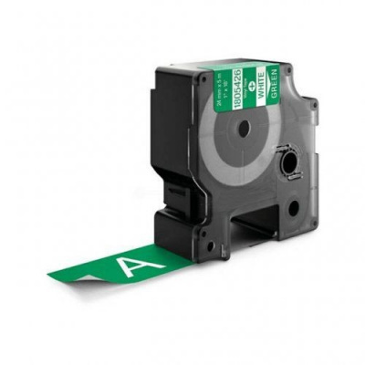 Banda compatibila Dymo 1805426, 24mm x 5, 5m text alb / fundal verde, vinil