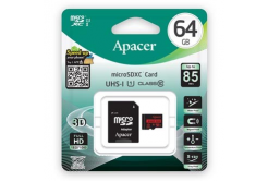 Apacer card de memorie Secure Digital Card V10, 64GB, micro SDXC, AP64GMCSX10U5-R, UHS-I U1 (Class 10), cu adaptor