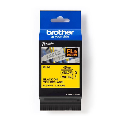 Brother FLE-6511 Pro Tape, 45mm x 10.5mm, text negru/fundal galben, 72buc., banda original