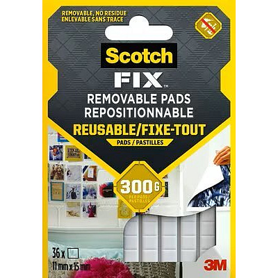 3M Scotch-FIX Pernuțe detașabile, plastilină adezivă în pătrățele, plăcuță 6 cm x 9 cm