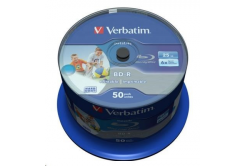 VERBATIM BD-R SL Datalife (pachet de 50)Blu-Ray/Spindle/6x/25GB SUPRAFAȚĂ ALBASTRĂ ALBĂ