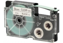 Casio XR-9X1, 9mm x 8m, text negru / fundal transparent, banda originala