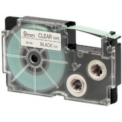 Casio XR-9X1, 9mm x 8m, text negru / fundal transparent, banda originala