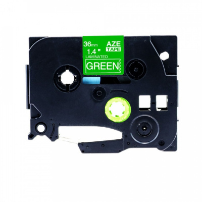 Banda compatibila Brother TZ-765 / TZe-765, 36mm x 8m, text alb / fundal verde