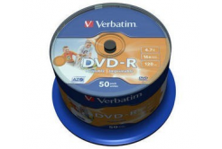VERBATIM DVD-R(50-Pack)Spindle/Inkjet Printable Wide/16x/4.7GB