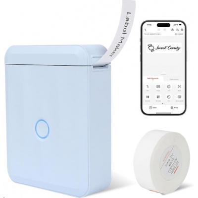 Niimbot D110-M Smart 1AA56301619, aparat de etichetat, albastru + rola etichete