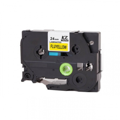 Banda compatibila Brother TZ-C51 / TZe-C51, semnal 24mm x 8m, text negru / fundal galben