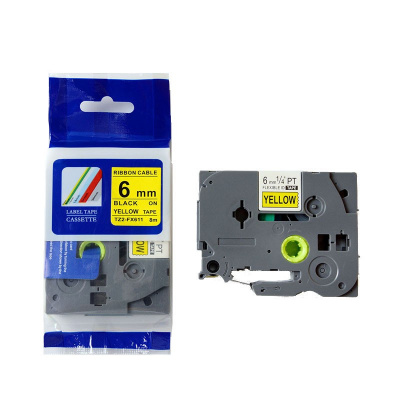 Banda compatibila Brother TZ-FX611 / TZe-FX611, 6mm x 8m, flexi, text negru / fundal galben