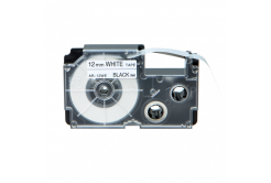 Banda compatibila Casio R7WE 12mm x 2,5m contractabila, text negru / fundal alb
