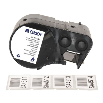 Brady M5-31-7425 / 170846, 38.10 mm, Polypropylene, text negru / fundal alb
