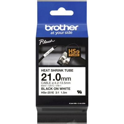 Brother HSe-251E Pro Tape, 21 mm x 1.5 m, text negru / fundal alb , banda original