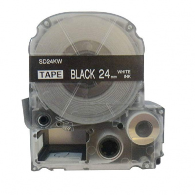Epson LK-6BWV, SD24KW, 24mm x 9m, text alb / fundal negru, banda compatibila