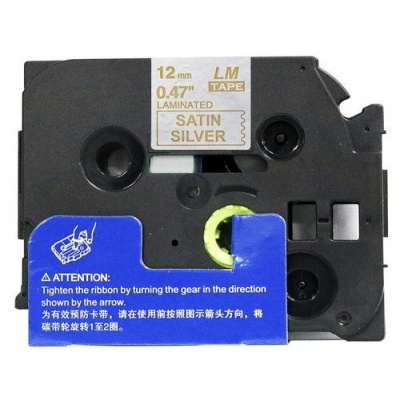 Banda compatibila cu Brother TZ-MQ934 / TZe-MQ934, 12mm x 5m, text auriu / fundal argintiu satin