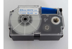 Banda compatibila Casio XR-24WEB 24mm x 8m text albastru / fundal alb
