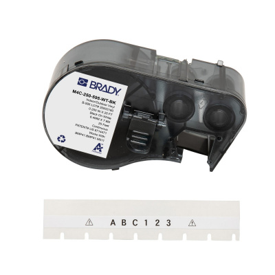 Brady M4C-250-595-WT-BK / 170949, 6.35 mm x 7.62 m, Vinil, text negru / fundal alb