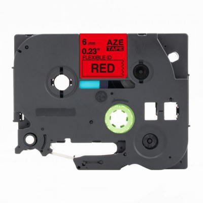 Banda compatibila Brother TZ-FX411 / TZe-FX411, 6mm x 8m, flexi, text negru / fundal rosu