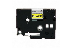 Banda compatibila Brother TZ-S661 / TZe-S661,36mm x 8m, puternic adeziva, text negru / fundal galben