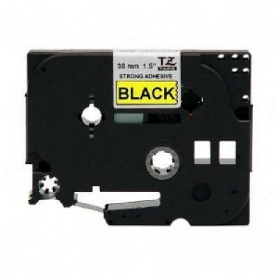 Banda compatibila Brother TZ-S661 / TZe-S661,36mm x 8m, puternic adeziva, text negru / fundal galben