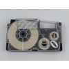 Banda compatibila Casio XR-6AX 6mm x 8m text alb / fundal transparent