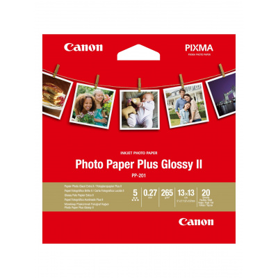 Canon Photo Paper Plus Glossy II 2311B060, 265 g/m2, 5x5", 13x13cm, 20buc., lucios, alb, hârtie fotografică