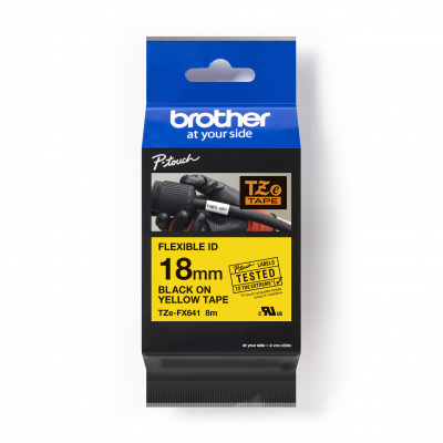 Brother TZ-FX641 / TZe-FX641 Pro Tape, 18mm x 8m, text negru/fundal galben, banda original