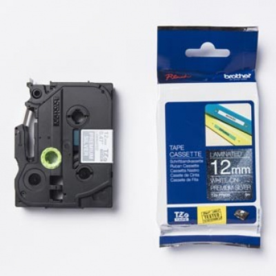 Brother TZ-PR935 / TZe-PR935, 12mm x 8m, text alb / fundal argintiu, banda original