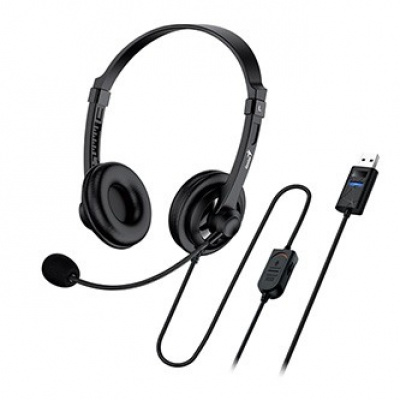 Genius HS-230U, sluchátka s mikrofonem, drátová, černá, USB
