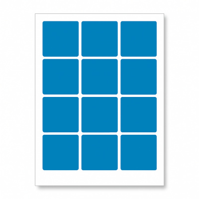 Etichete autoadezive 60 x 60 mm, 12 etichete, A4, 20 foi de hârtie, albastru