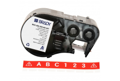 Brady M4C-500-595-RD-WT / 170817, 12.70 mm x 7.62 m, Vinil, text alb / fundal rosu