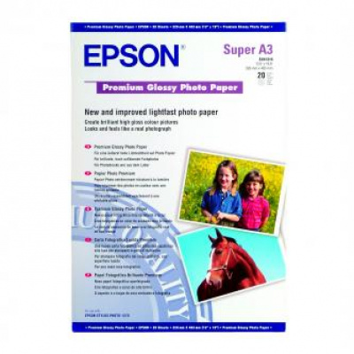 Epson Premium Glossy Photo Paper, hartie foto, lucios, alb, Stylus Photo 890, 895, 1270, 2100, A3+, 255 g/m2, 20 buc., C13S041316, i