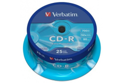 Verbatim 43432 CD-R Extra Protection, 25-bucăți Cake box, 700MB, 52x, 80min., 12cm, fără opțiune de imprimare